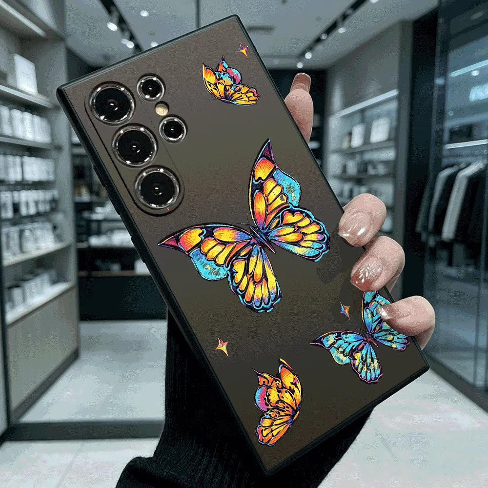 Colorful Butterflies Stars Slim Fit Phone Case Anti Scratch Drop Protection For Samsung Galaxy S26 S25 S24 Ultra FE A Series