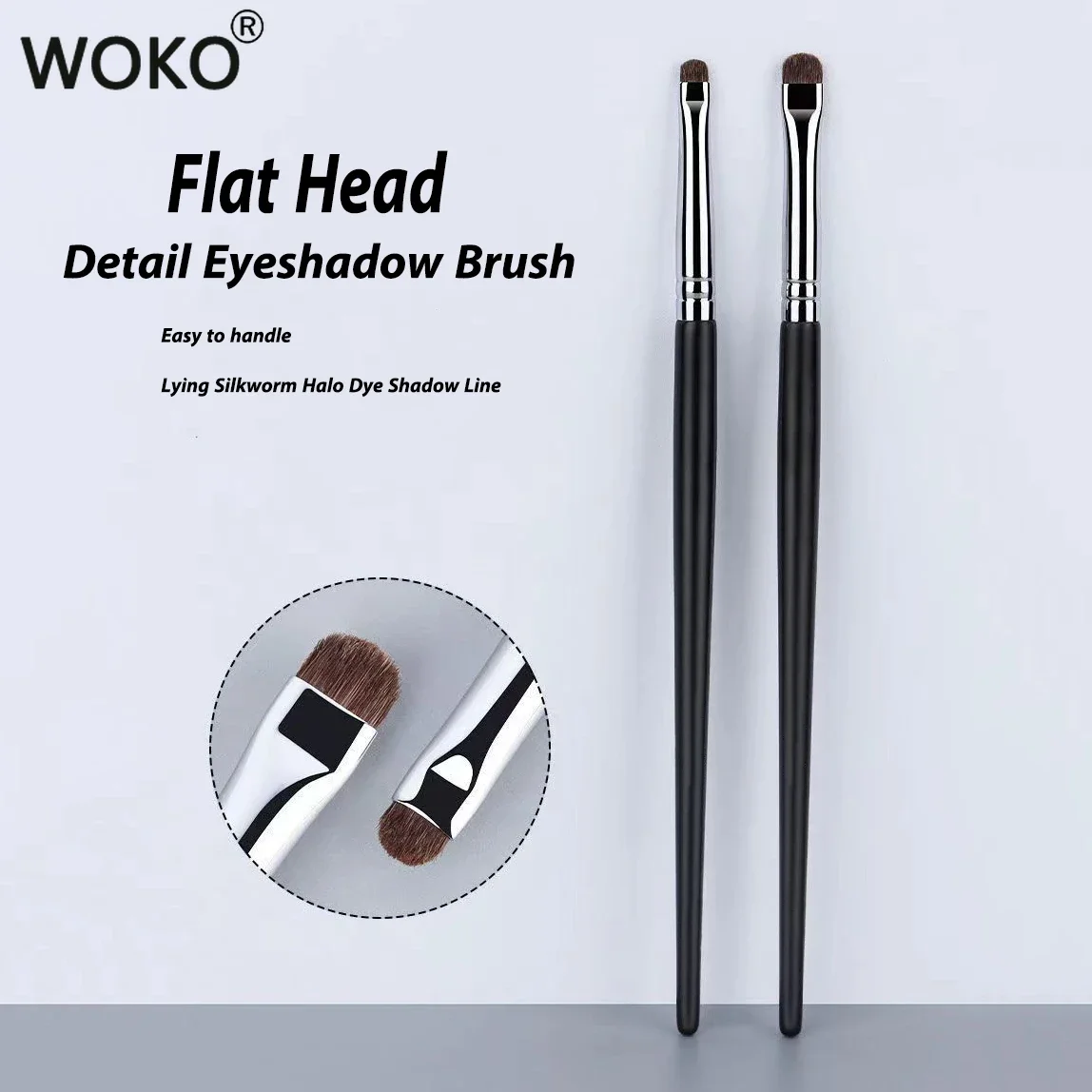 Horse Hair Flat Eyeshadow Brush Precision Smokey Smudge Liner Angled Shader Professional Makeup Brush Tool