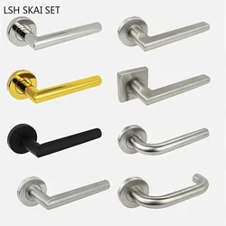 304 Stainless Steel Door Handle Fire Door Access Door Lock Indoor Bathroom Lockset Double-sided Handles Single-tongue Lock