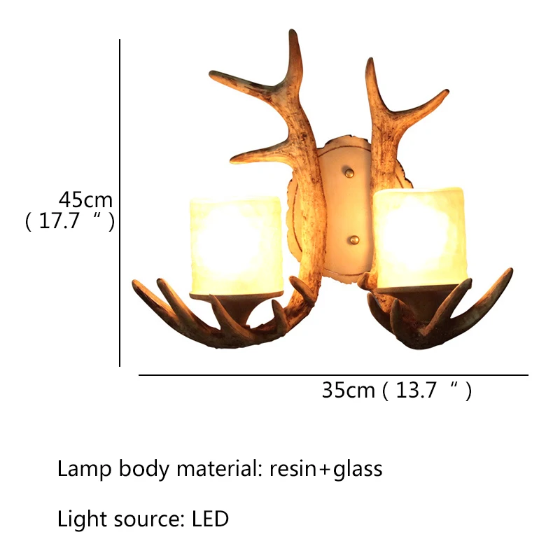 ULANI Retro Antlers Led Corridor Wall Light Creative Bedside Sconce Lamp Decor For Home Living Room