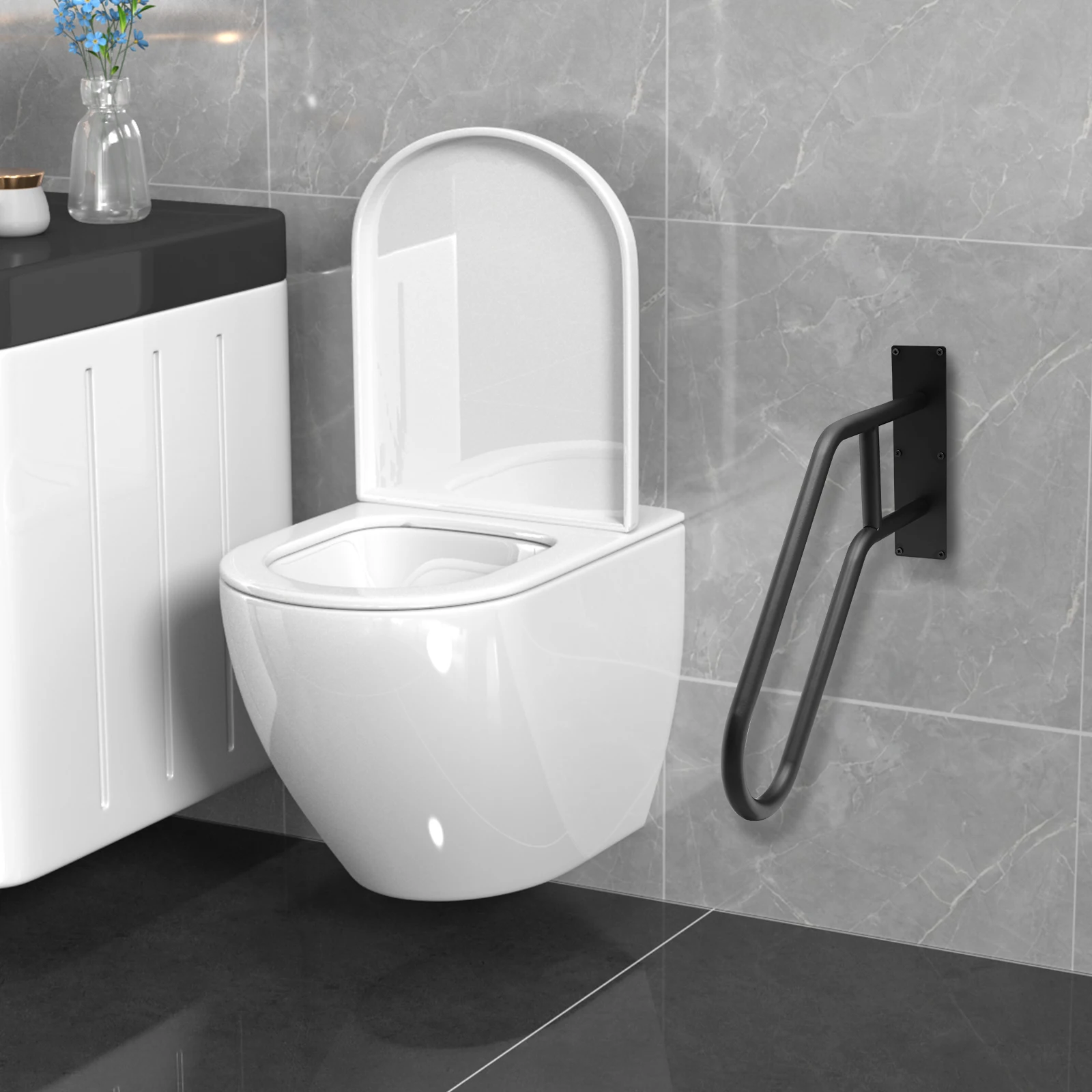 

Wall Mounted 22.8 inches Handrail, Hand Railings for Stairs, U-Shaped Railings Used In Garden Facilities, Porches, Pools