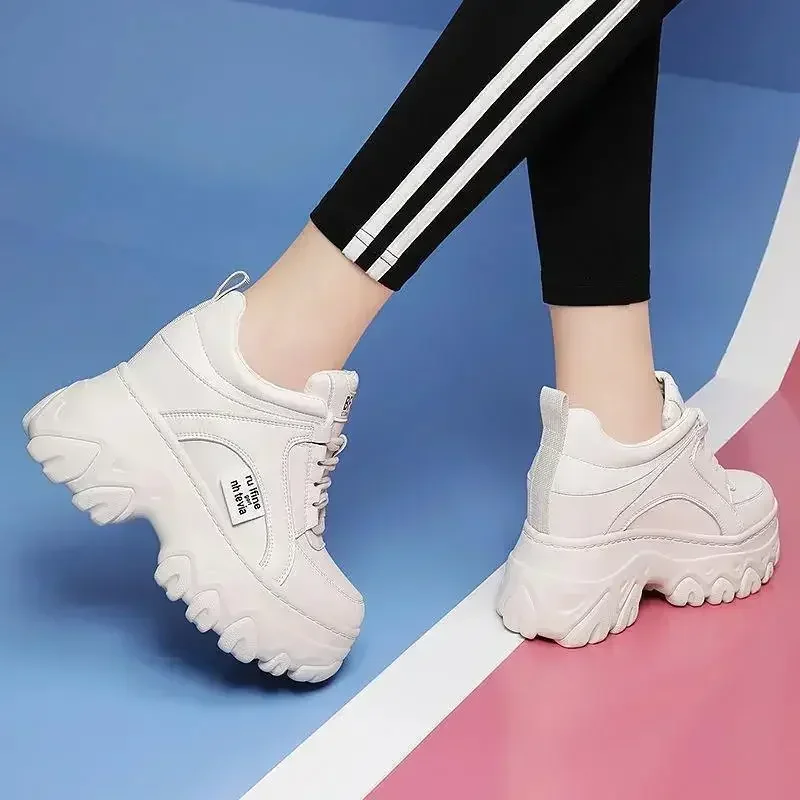 White Black Chunky Sneakers Women Spring Autumn Thick Bottom Dad Shoes Woman Fashion PU Leather Platform Sneakers Ladies2024