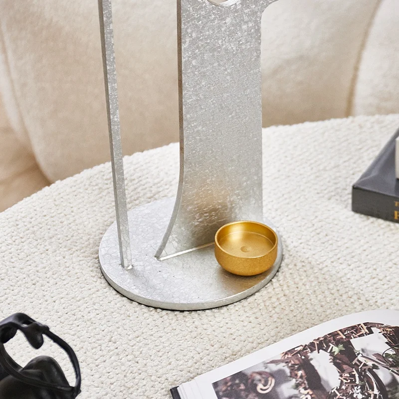 Vintage interior home decor design sliver & gold Irregular shape metal candle holder livingroom