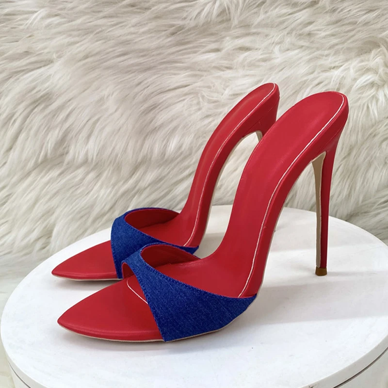 

Новые летние тапочки на высоком каблуке 12 см/10 см, женские шлепанцы с острым носком, туфли на шпильке SM, большие размеры 45, 46 QP255