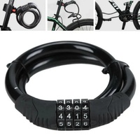 Bike Lock 4 Digit Combination Password Portable Anti-Theft Bicycle Cable Lock Resettable Padlock Motorcycle Scooter Code Lock