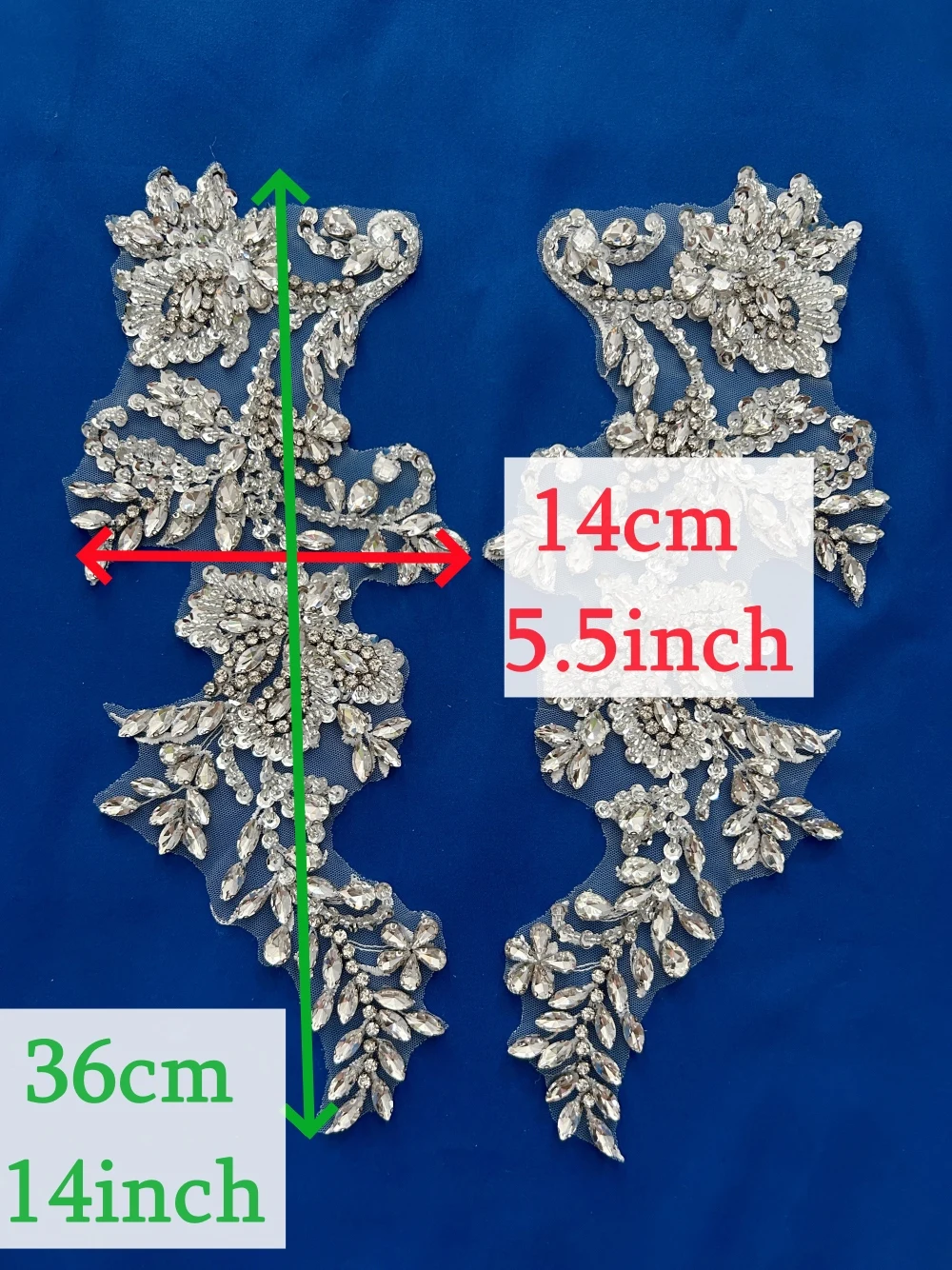 Amazing,3D Lace Patches Appliques,Sewing Glass Beads Rhinestones Crystals Sew on Carnival Prom Wedding Dress Designer Dream Diy