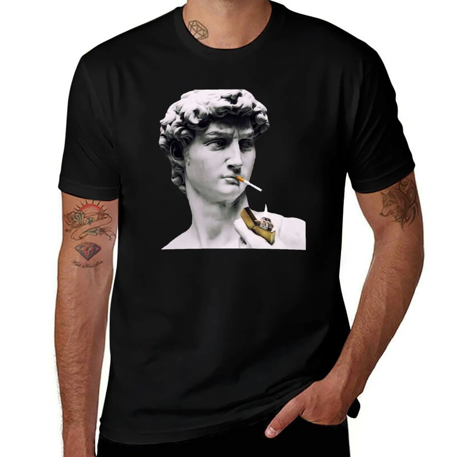 Футболка David Michelangelo для курения, хлопковые футболки с рисунком, винтажная одежда, мужская футболка в тяжелом весе