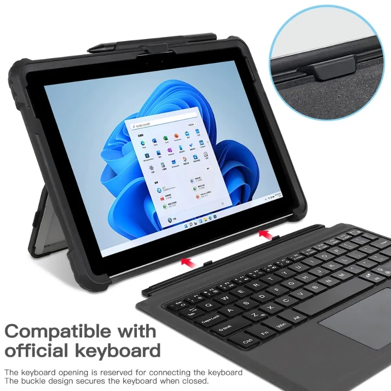 Nylon Webbing Velcro Design Four-corner Airbags Shock for Microsoft Surface Pro9 10 11 Protective Case Acrylic Transparent Cover