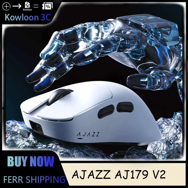 

Игровая мышь AJAZZ AJ179 V2 для правой руки PAW3311/3395 Беспроводная трехрежимная зарядная база Bluetooth 1 кГц AJ179P 26000 точек на дюйм Эргономика