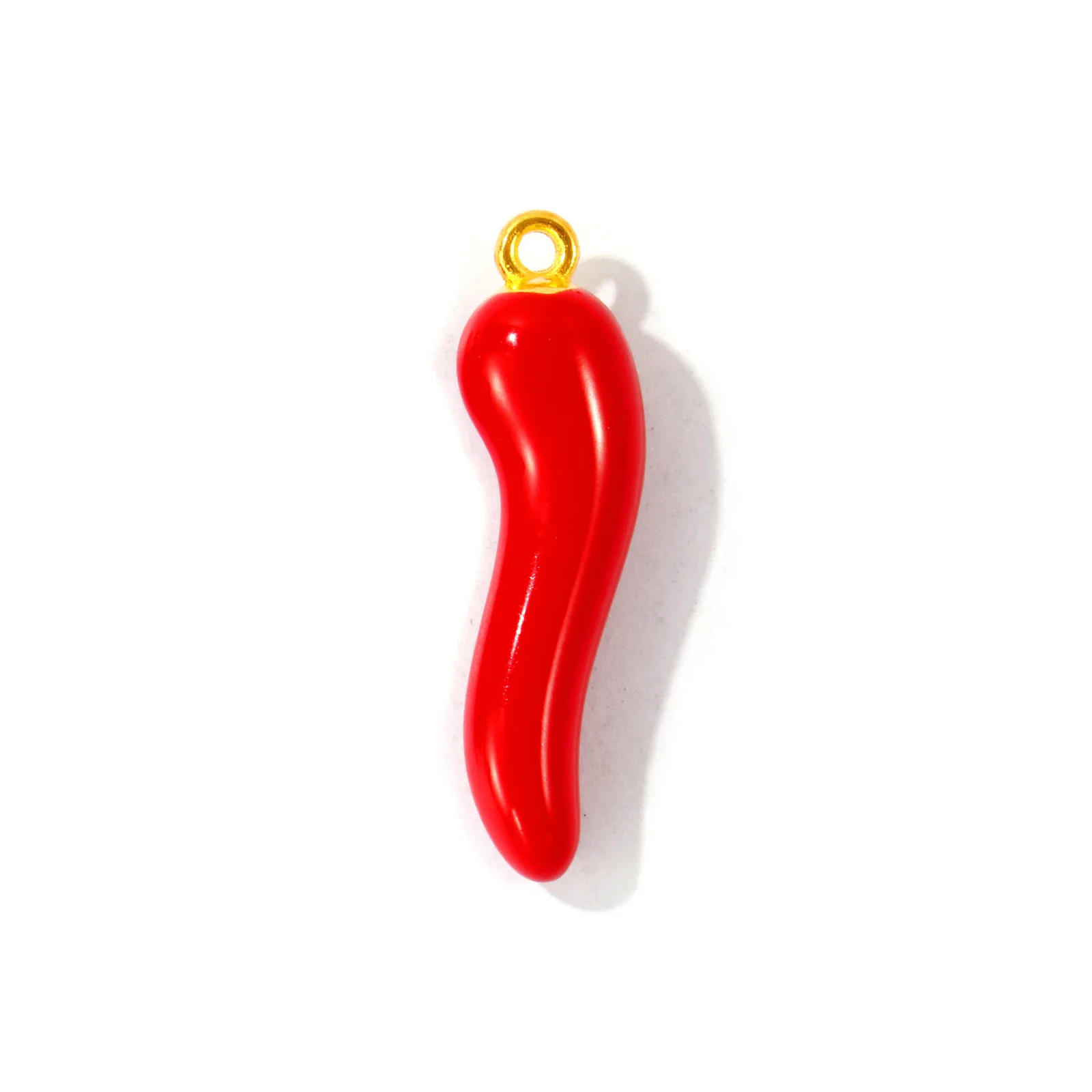 10 Stück Zinklegierungs-Anhänger, vergoldet, mit rotem Emaille, Cornicello, italienisches Horn, Chili, 3D-Anhänger für die Herstellung von DIY-Halsketten, Großhandel – Detail 6