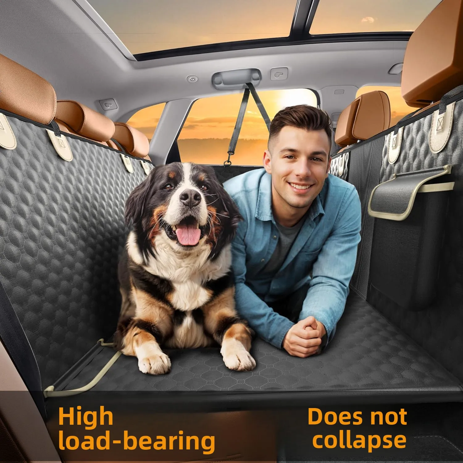 Waterproof Dog Car Seat Cover for Medium Large Dogs Anti‑Dirty Scratchproof Pet Car Bed Mat Protector for Automobile Rear Back