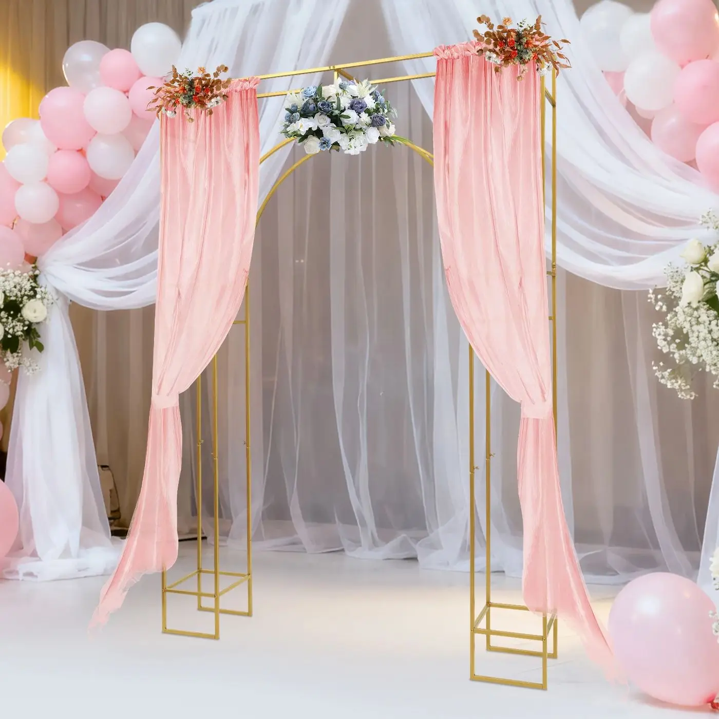 

Gold Square Arch Stand 5.91*8.2ft Wedding Backdrop Frame Carbon Steel Event Arch for Garden Climbing Plant Event Ceremony Decor