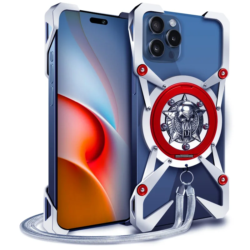 Luxury Zimon Metal New Thor Heavy Duty Armor Metal Aluminum Phone Case For Iphone 16 15 14 Plus 13 12 Pro Max Back Fundas Coques