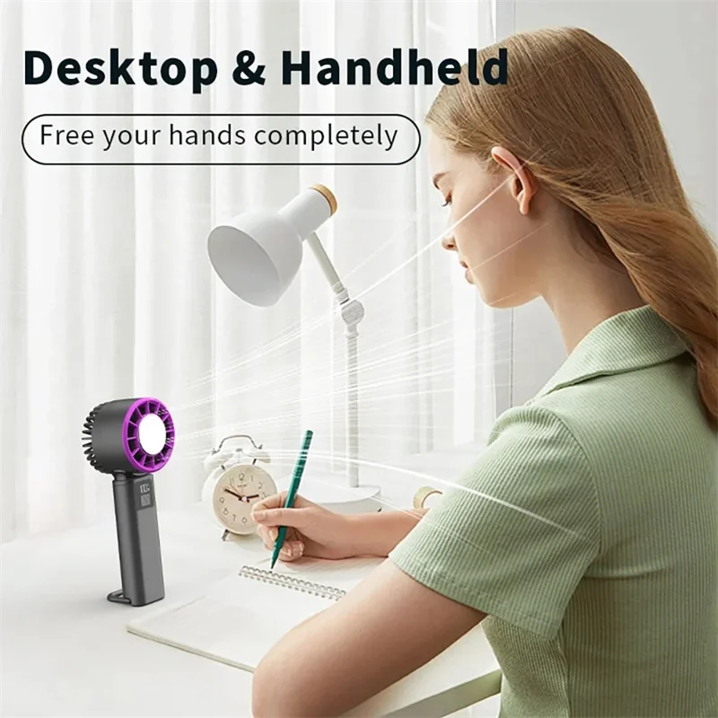 USB充電式扇風機 電動ハンディブレードレスファン 5段階風量調節 冷風扇 ポータブル 屋外 折りたたみ式 ミニ ターボファン