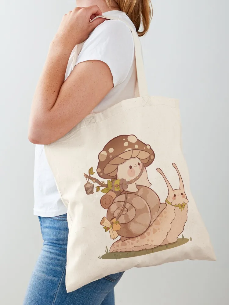 

Cute mushroom and snail friend Tote Bag Custom bag Candy bags cute pouch bag Handbags