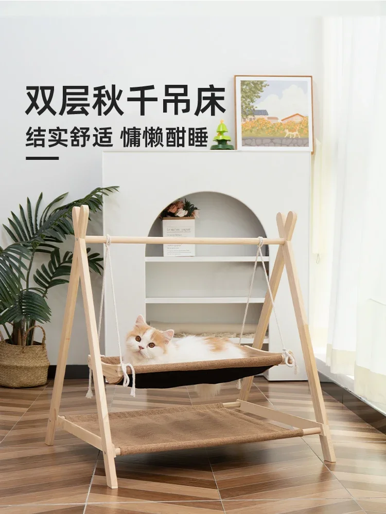

Cat Hammock Swing Double Cat Nest Upper and Lower Bunk Villa Cradle Bed Pet Rocking Chair Cat Toy Swing