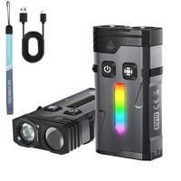 EV10 LED Flashlight Rechargeable EDC Keychain Light with RGB Atmosphere Effects Magnetic Torch for Camping Fishing
