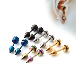 2pcs/1pair Punk Rivet Spike Cone Stainless Steel Screw Back (Pierced) Stud Earrings For Women/Men Gothic Hip-hop Jewelry Gifts