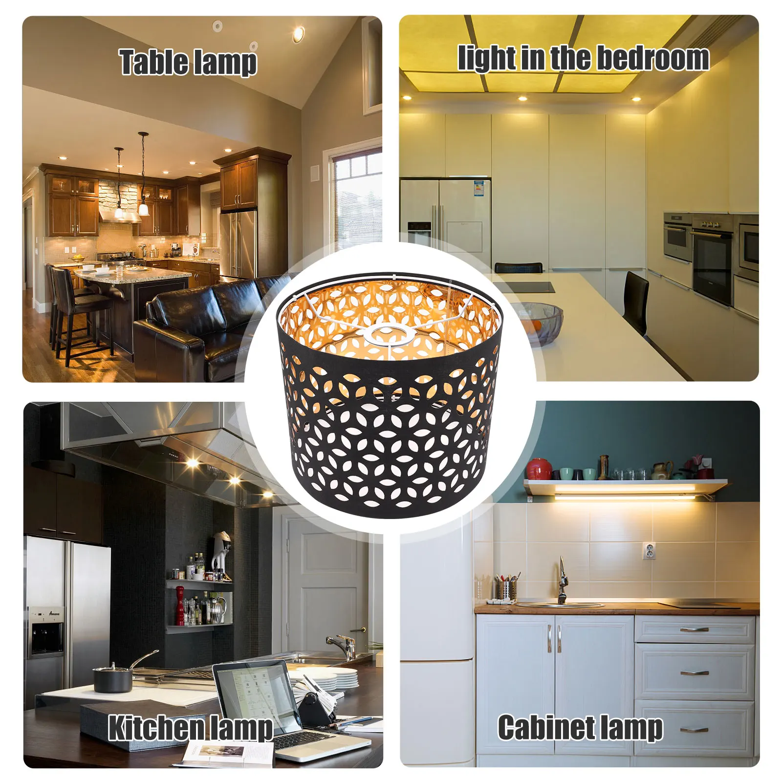

Fabric Lampshade Hollow-out Cloth Light Cover for Table Desk Floor Lamps Chandelier Hanging Shades Dust-proof Modern Decorative