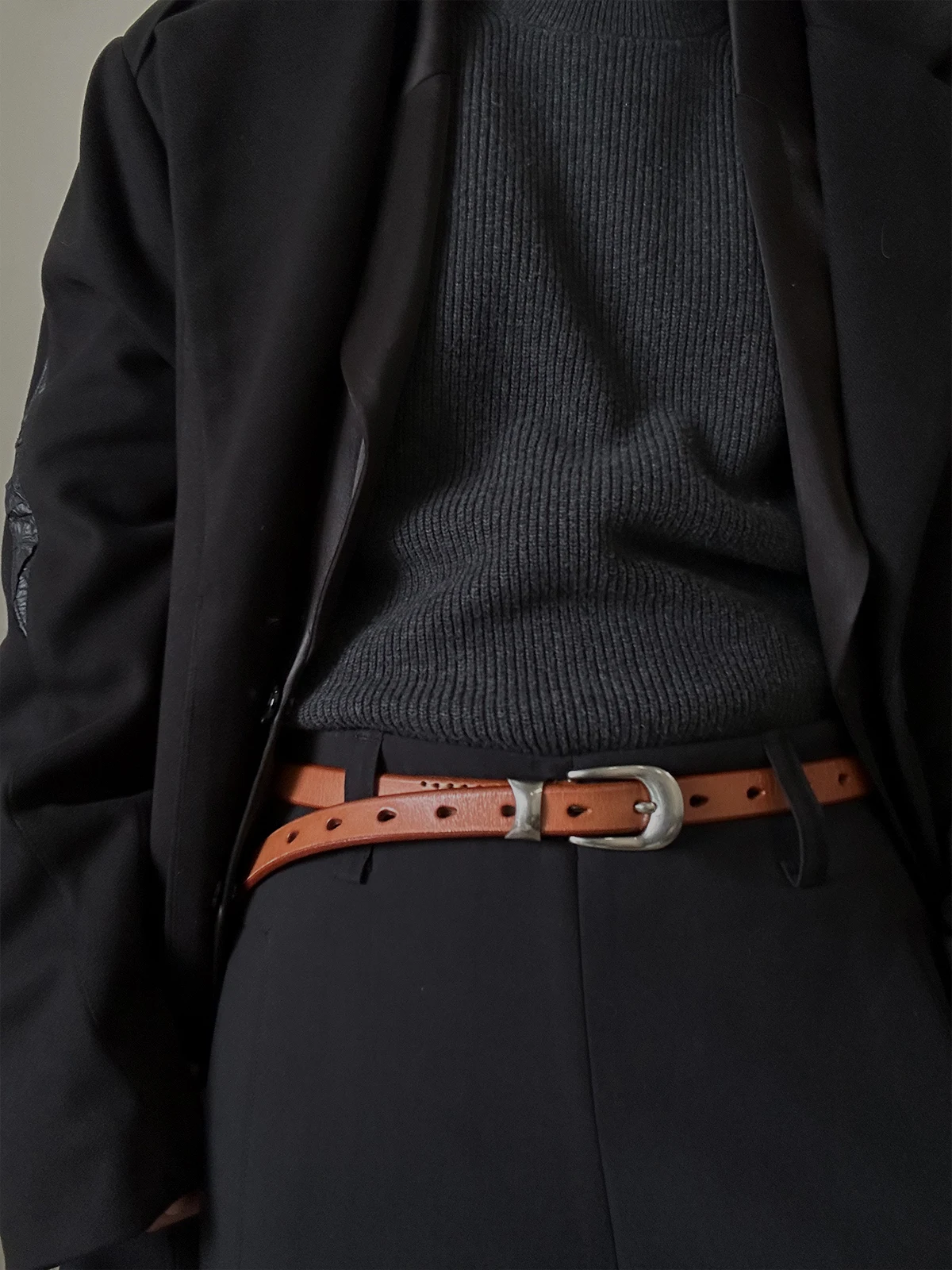 

Women Clean Fit Brown Belt Waistband