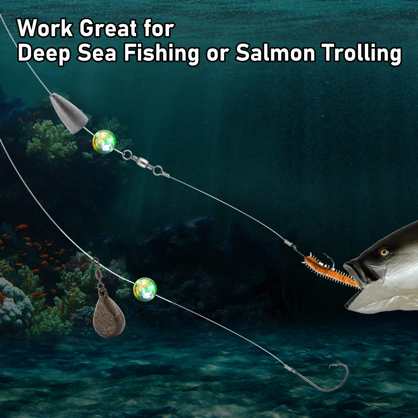 deep sea fish light lure 20pcs Mini LED Fishing Lure, Saltwater Attractor Light