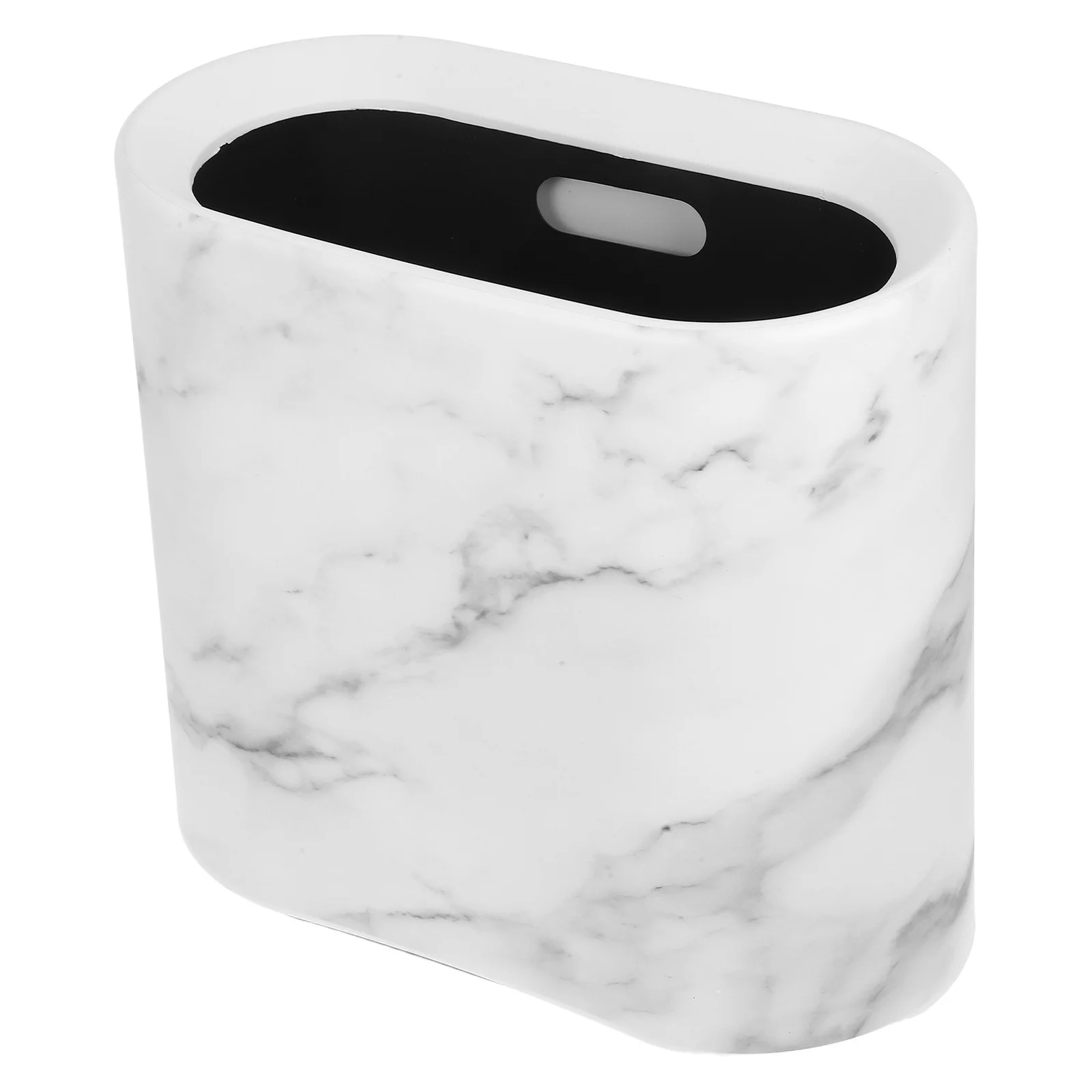 

Delicate Trash Bin Narrow Marble Finish Garbage Can for Bathroom Bedroom Kitchen Hotel Home Efficient Waste Solution