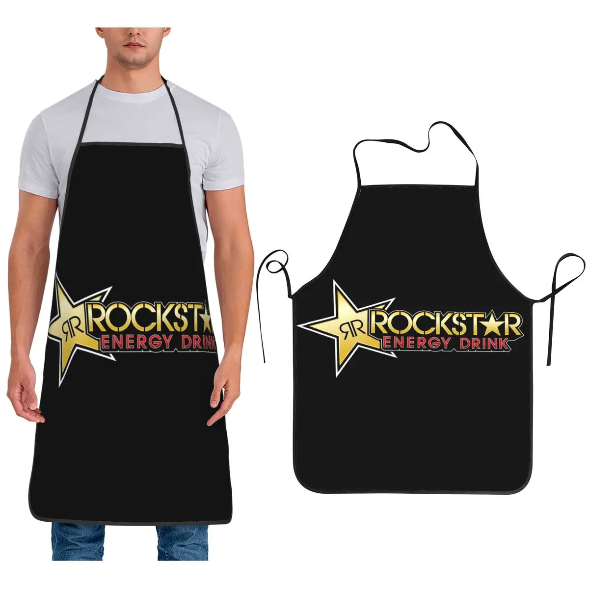

Rockstar Energy Drink Apron Chef Cooking Cuisine Tablier Waterproof Bib Kitchen Cleaning Pinafore for Women Men Painting