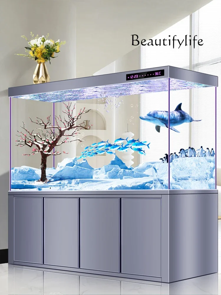 

New aluminum alloy bottom filter arowana tank ultra-white office living room home smart aquarium