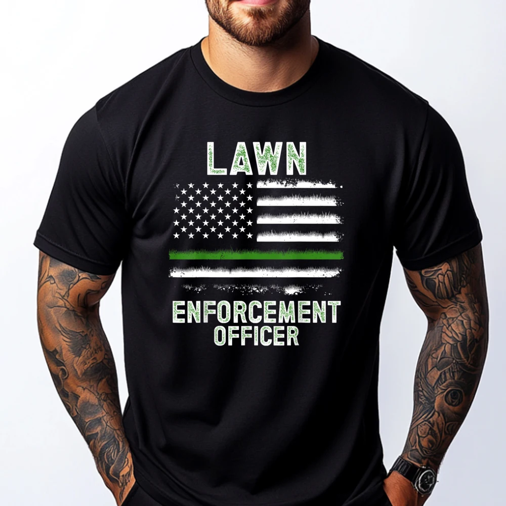 

Gardening Lawn Mower American Flag Lawn Enforcement Officer Oversized T Shirt Men Anime T Shirts