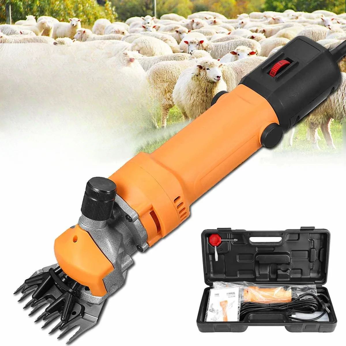 2800W 6 Gears Speed Electric Sheep Goat Shearing Machine 220V Trimmer Tool Wool Scissor Cut Machine With Box 13 Teeth Clippe