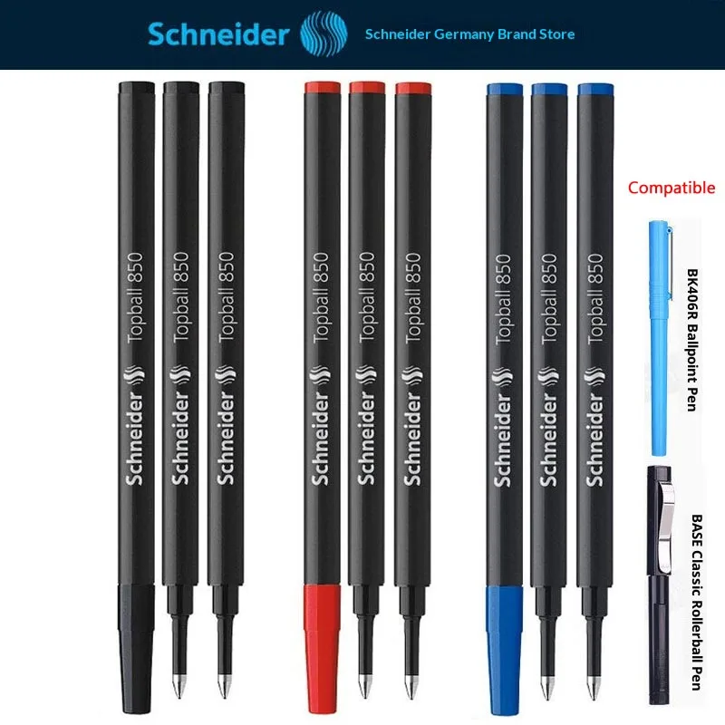 

Сменные стержни Schneider Topball 850 Rollerball 0.5 мм, без пропусков и размазывания, для плавного письма, для ручек M63, Base и BK406R