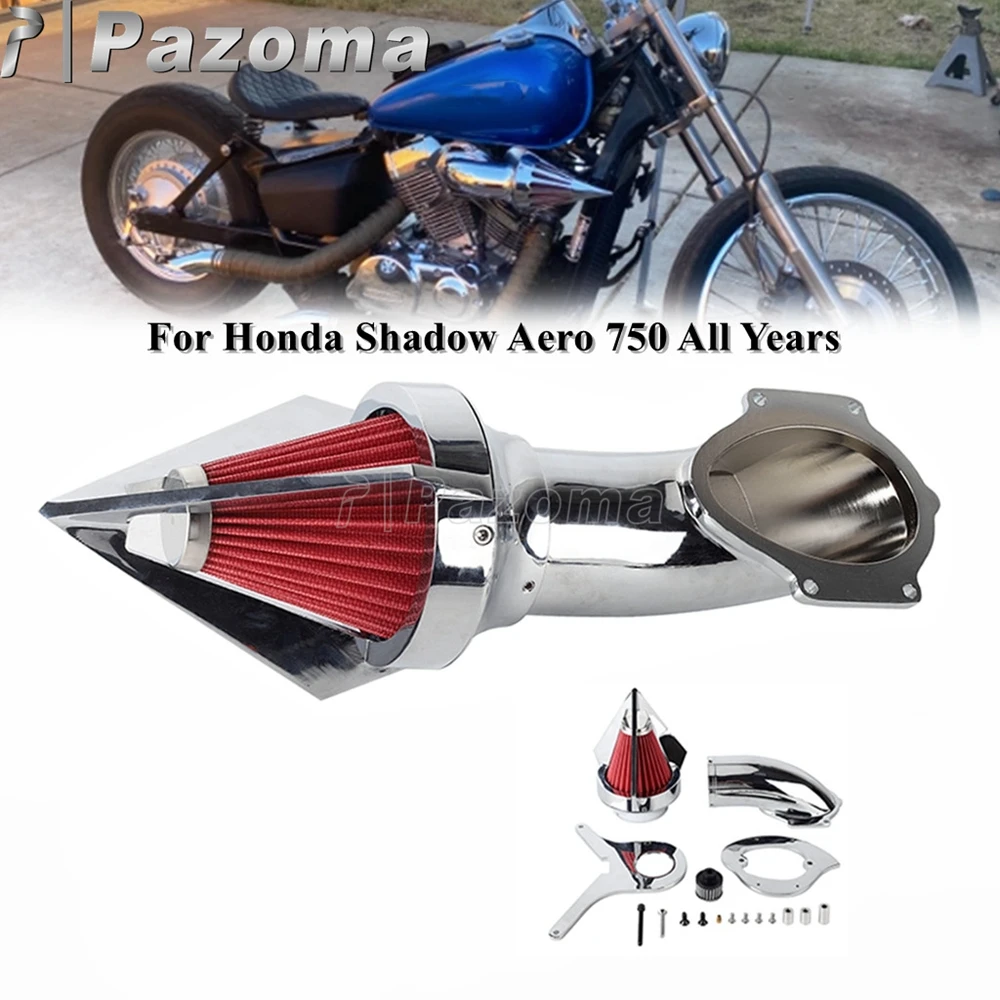 1Set Chrome Billet Aluminum Washable Motorcycle Intake Cone Spike Air Cleaner For Honda Shadow Aero 750 All Years Accessories