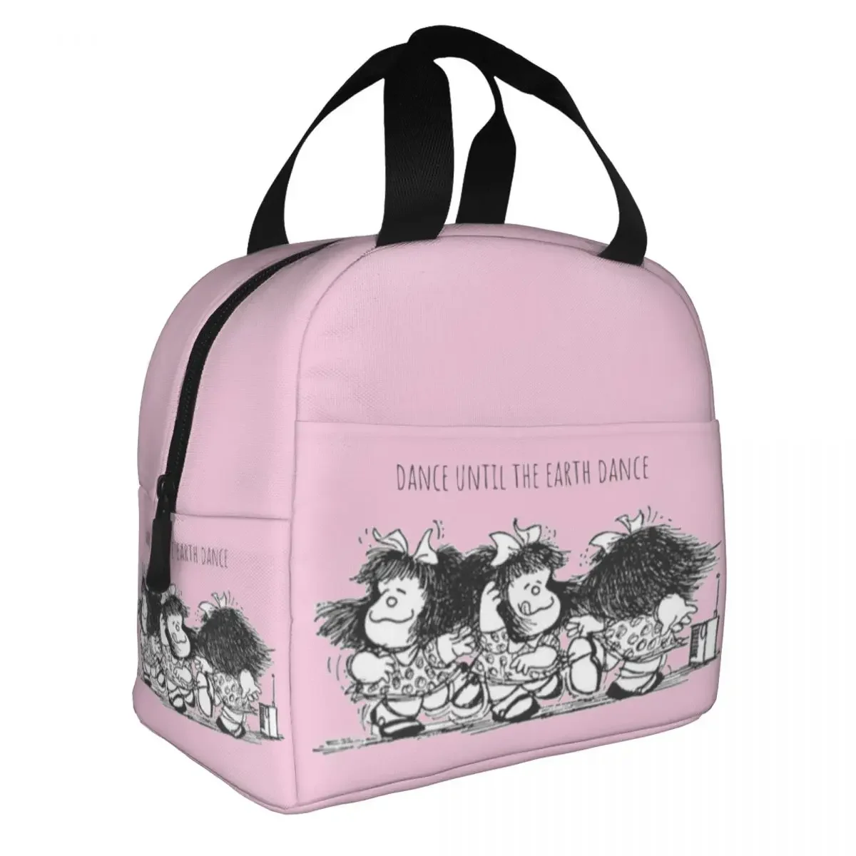 Mafalda Dance Music Insulated Lunch Bag Leakproof Meal Container Thermal Bag Tote Lunch Box College Travel Men Women