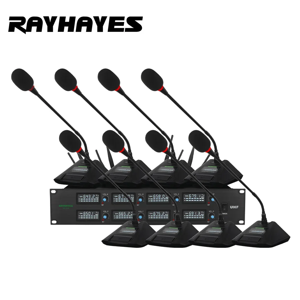 RAYHAYES RS-806 8-channel desktop wireless microphone suitable for meetings presentations and press conferences