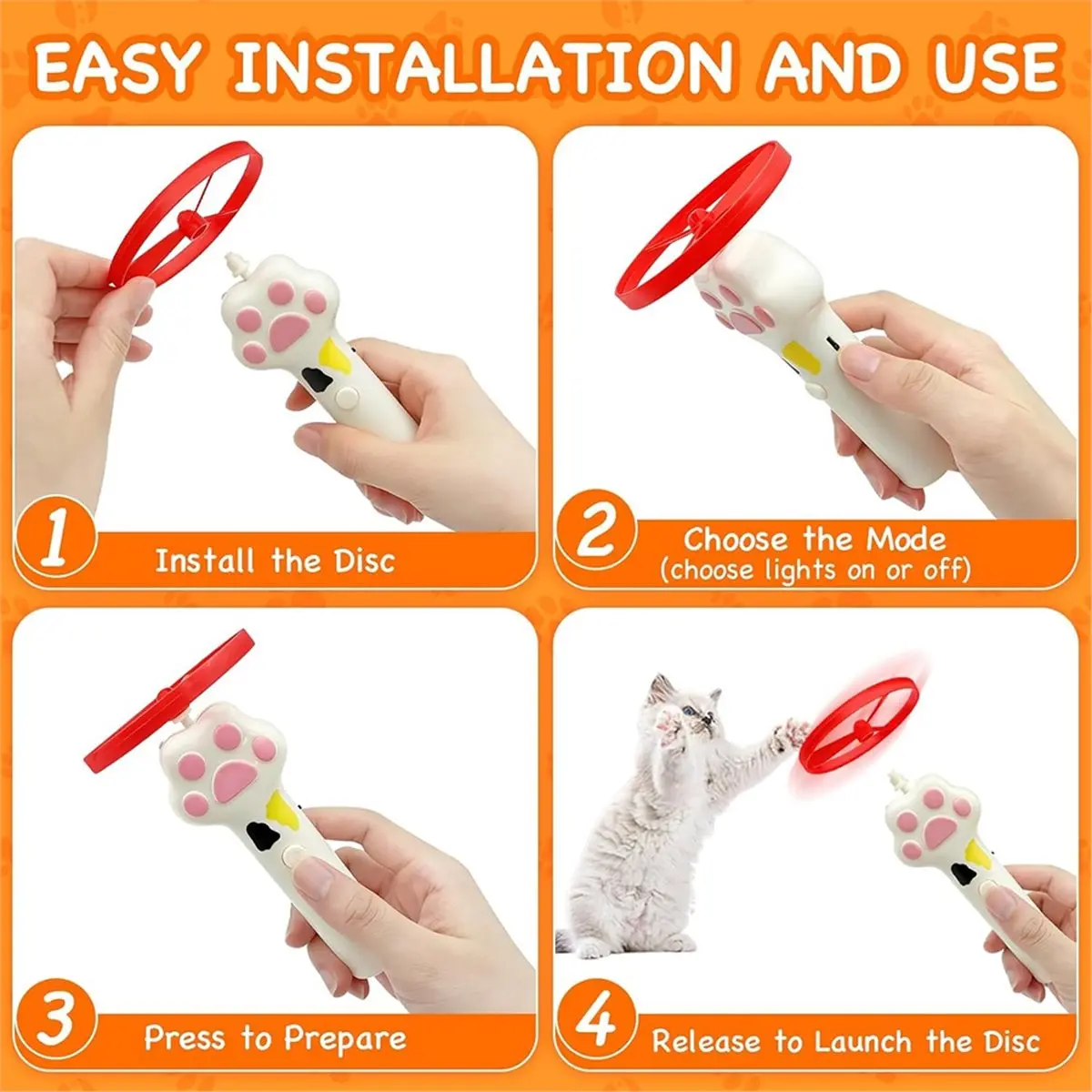 update. Interactive Cat Toy Disc Launcher, Includes 6 Soft & Flexible Discs for Indoor Cats