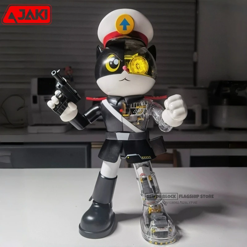 JAKI Black Cat Sheriff Assembled Building Block Small Granular Building Block Toy Model Desktop Decoration Ornament Holiday Gift