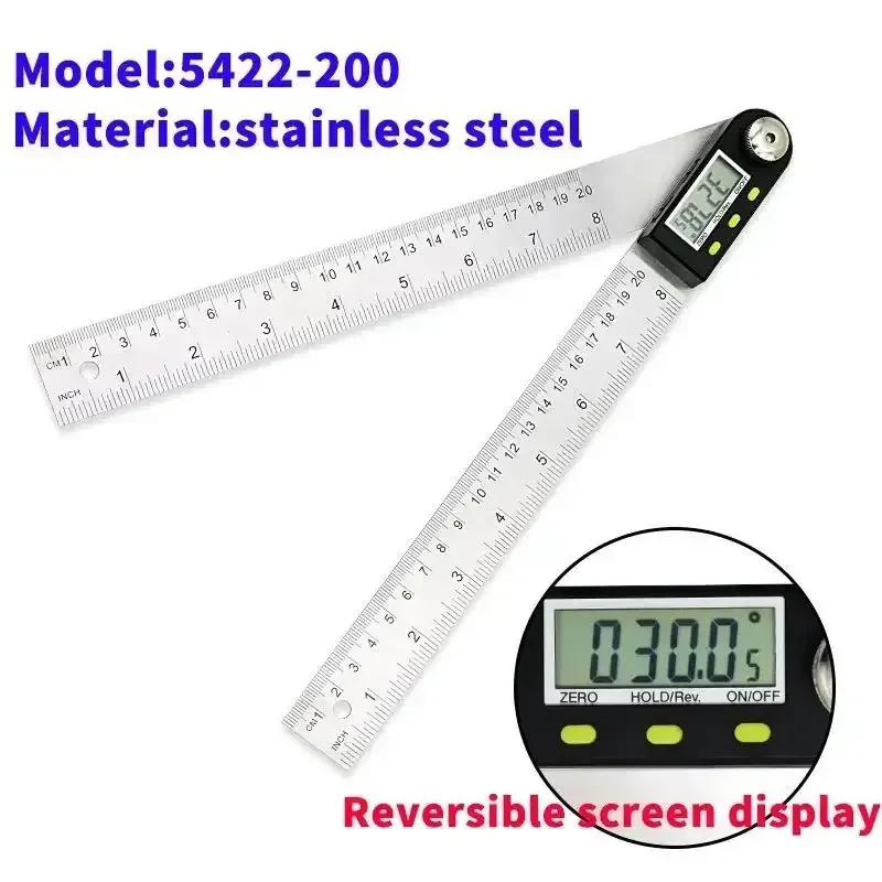 200 Digital Protractor Ruler Electron Goniometer Angle Stainless Steel Standpoint Finder Meter Angle Gauge Measuring Tool Gauge