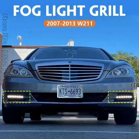 for 2007-2013 W211 Mercedes Benz S350 S400 S450 S550 S600 Front Bumper Fog Light Grille Cover 2218851722 2218852723 2218201756