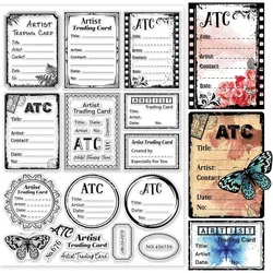 ATC Frame Achtergrond Duidelijke Stempels voor DIY Scrapbooking 29.7x21cm Kunstenaar Trading Card Siliconen Duidelijke Stempelzegels voor Kaarten maken