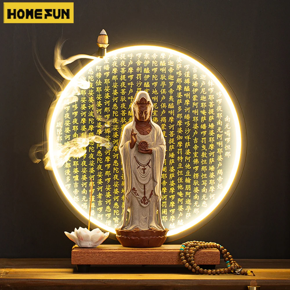 Guanyin Bodhisattva Buddha Statues Ceramic statues Lamp Circle For Living Room Incense Porch Home Decor Office Feng Shui Statue