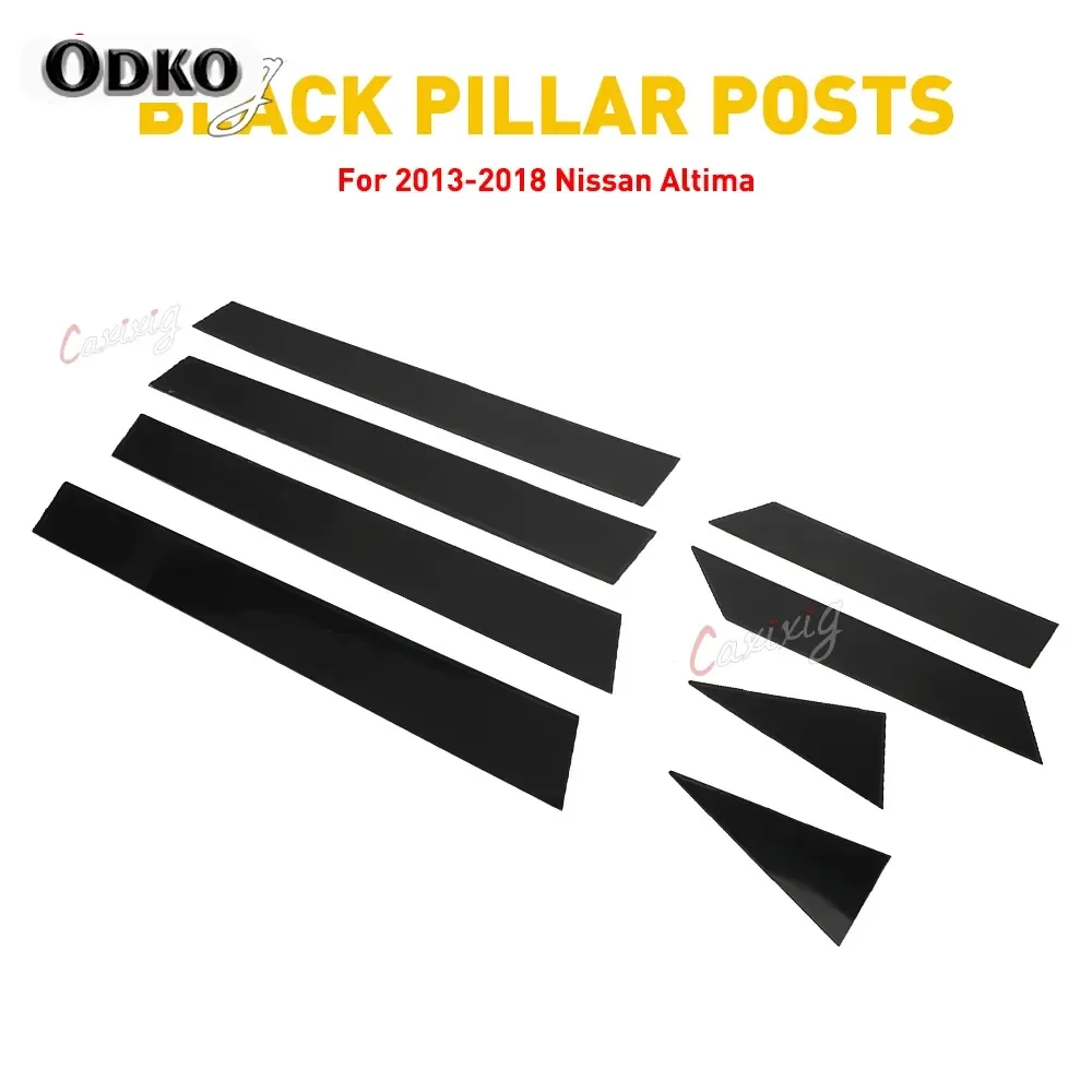 8Pcs/Set Car Door Window Pillar Posts Cover Black For Nissan Altima 2013 2014 2015 2016 2017 2018  BC Column Sticker Accessories