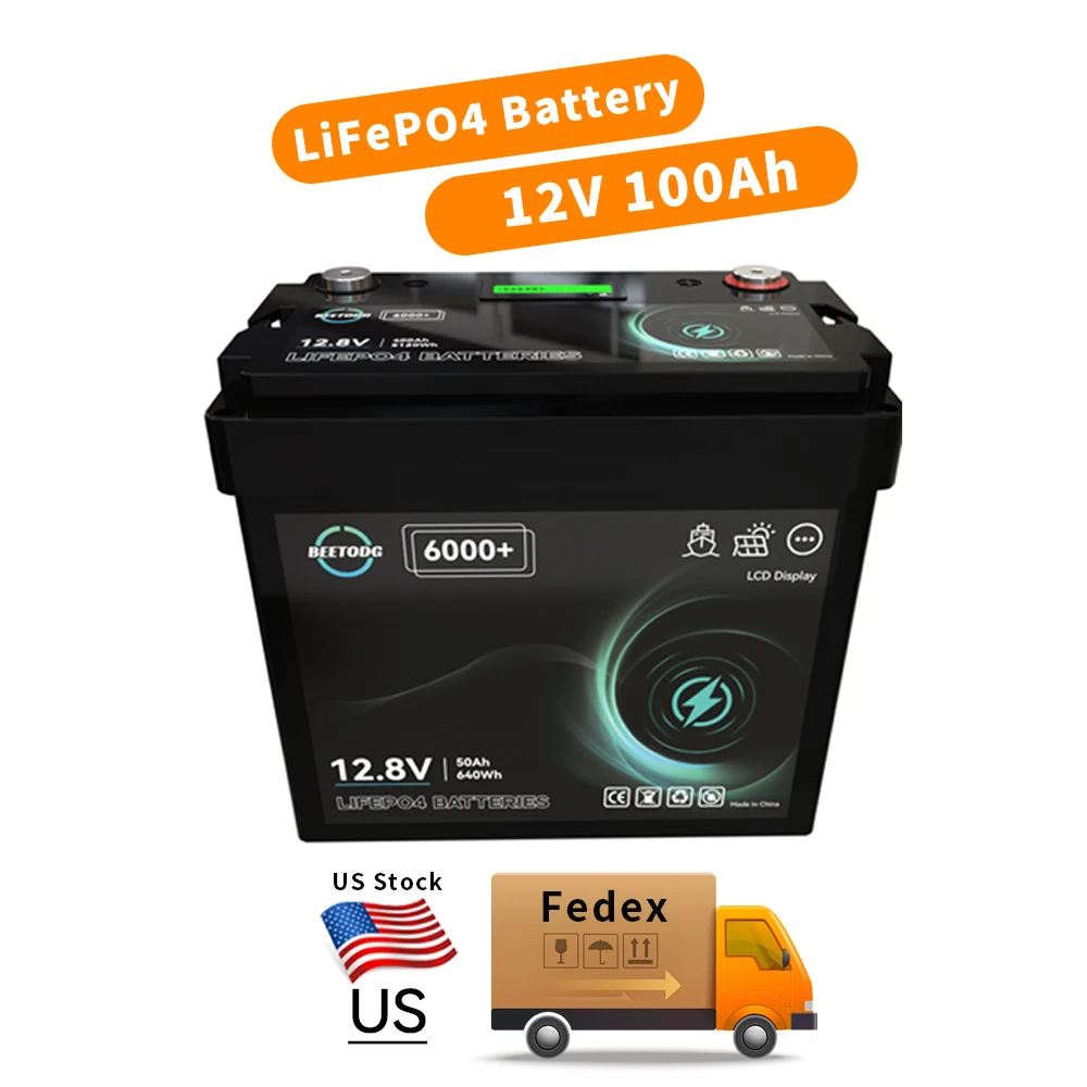 

12V 50Ah 100AH LiFePO4 Battery Pack Lithium Iron Phosphate Battery With BMS for RV Solar Forklift Golf Cart Off-Road Off-Grid