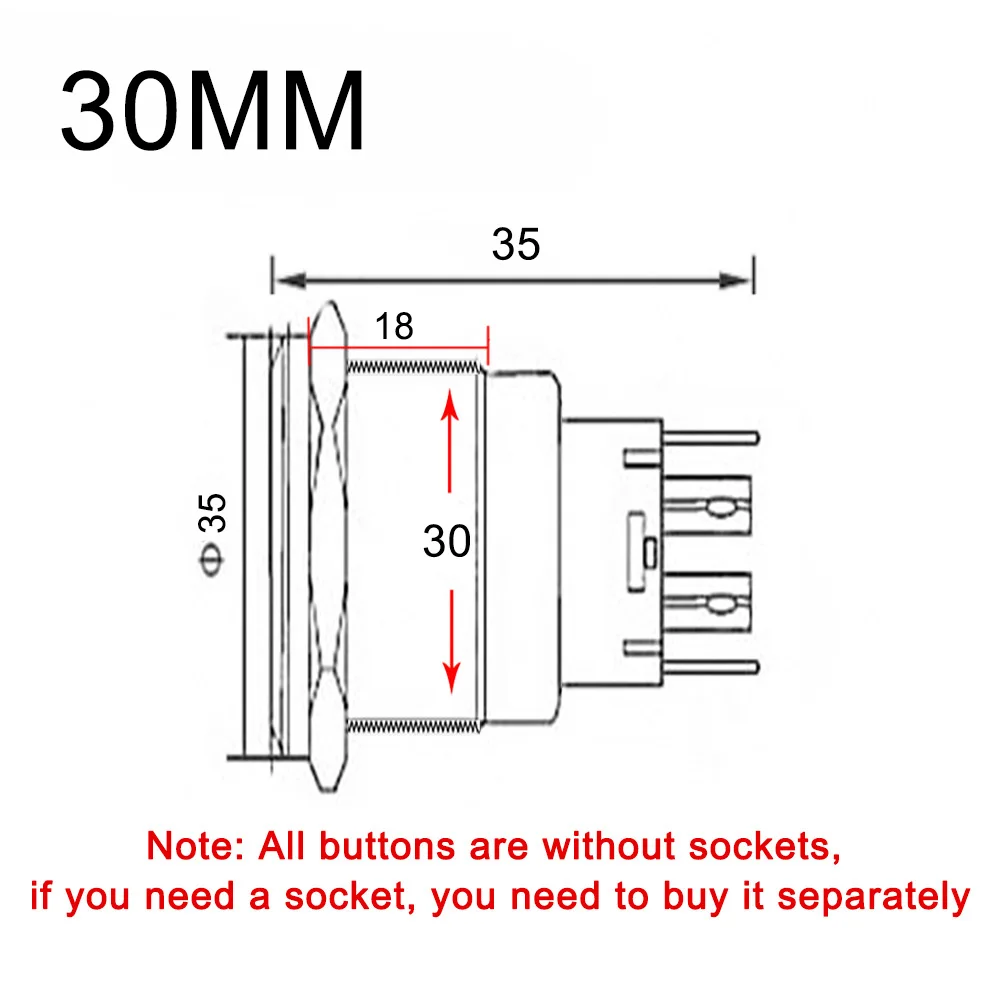 30MM Custom Symbols Stainless steel Metal Push Button Switch With Equipment Start Waterproof Latching/Momentary For Car Boat 12V