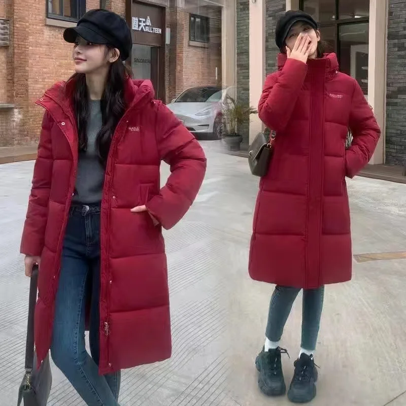 2024 New Winter Hooded Thick Warm Jacket Women Parkas Casual Loose Elegant Down Cotton Outerwear Female Overcoat