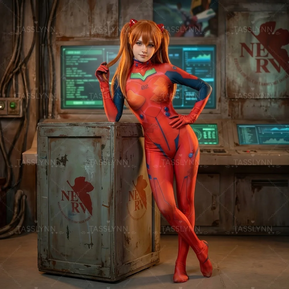 Asuka Langley & Ayanami Rei Plugsuit Full Bodysuit Cosplay Zentai Asuka Langley Costume For Comic Con Studio Shooting view 2