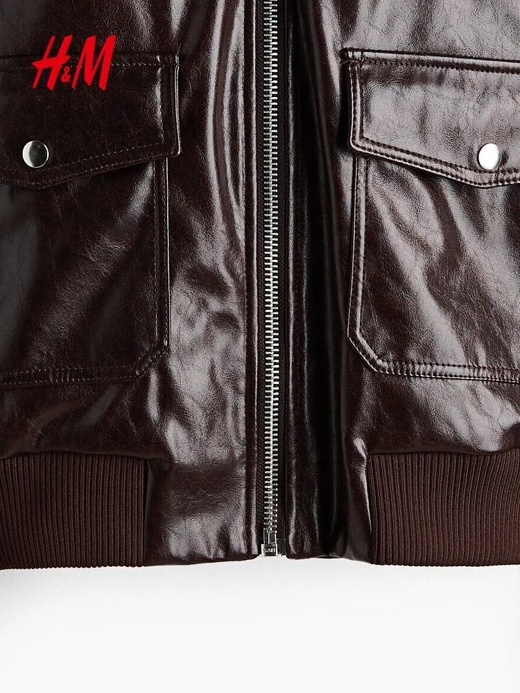 Nova Coleção Primavera: Jaqueta Feminina H&M Retrô Curta de Couro PU - Ideal para Jovens e Adultos