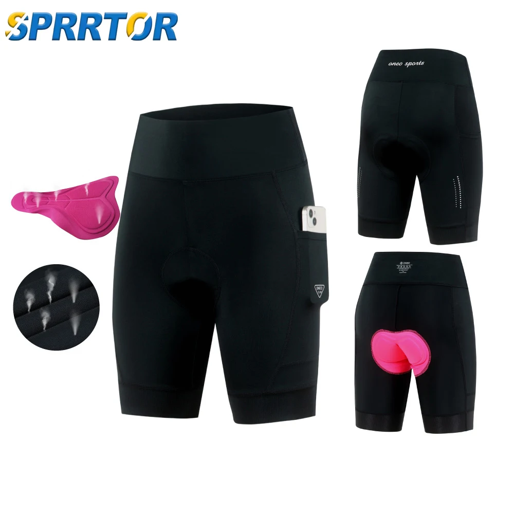 

1PCS Padded Bike Shorts Women 4D Padding Cycling Shorts with Pocket Road Mountain Ride Womens Biking Bicycle Biker Shorts