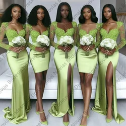 Customized Green Mermaid Bridesmaid Dresses for Wedding Party African Woman Robe Demoiselle D'honneur Wedding Guest Dress