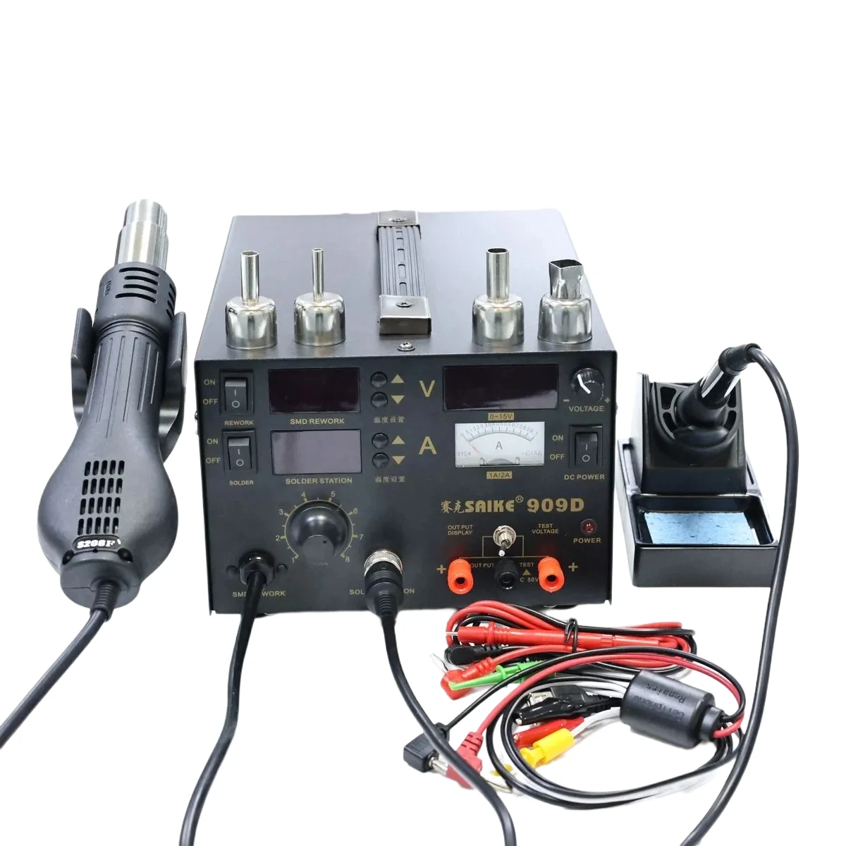 SAIKE 909D 700W 200 - 480 Celcius Dapat Disesuaikan 3-In-1 Stasiun Solder Pistol Udara Panas Stasiun Pematrian Alat Perbaikan Ponsel