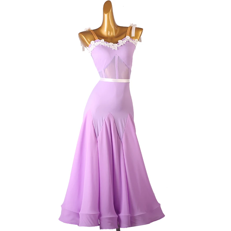 

Purple Ballroom Standard Competition Costume Performance Custom Adult Dance Dress Practice Clothes Stage Wear